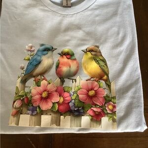 Colorful Bird Print T-Shirt